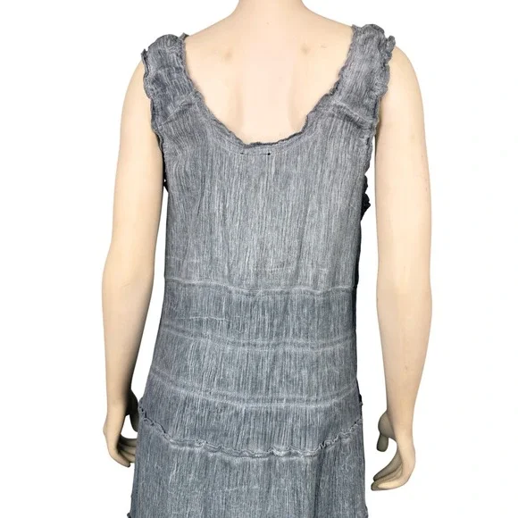 The Pyramid Collection XL Maxi Dress Blue Grey Ruffle Tiered Sleeveless‎ Lined - Picture 12 of 14